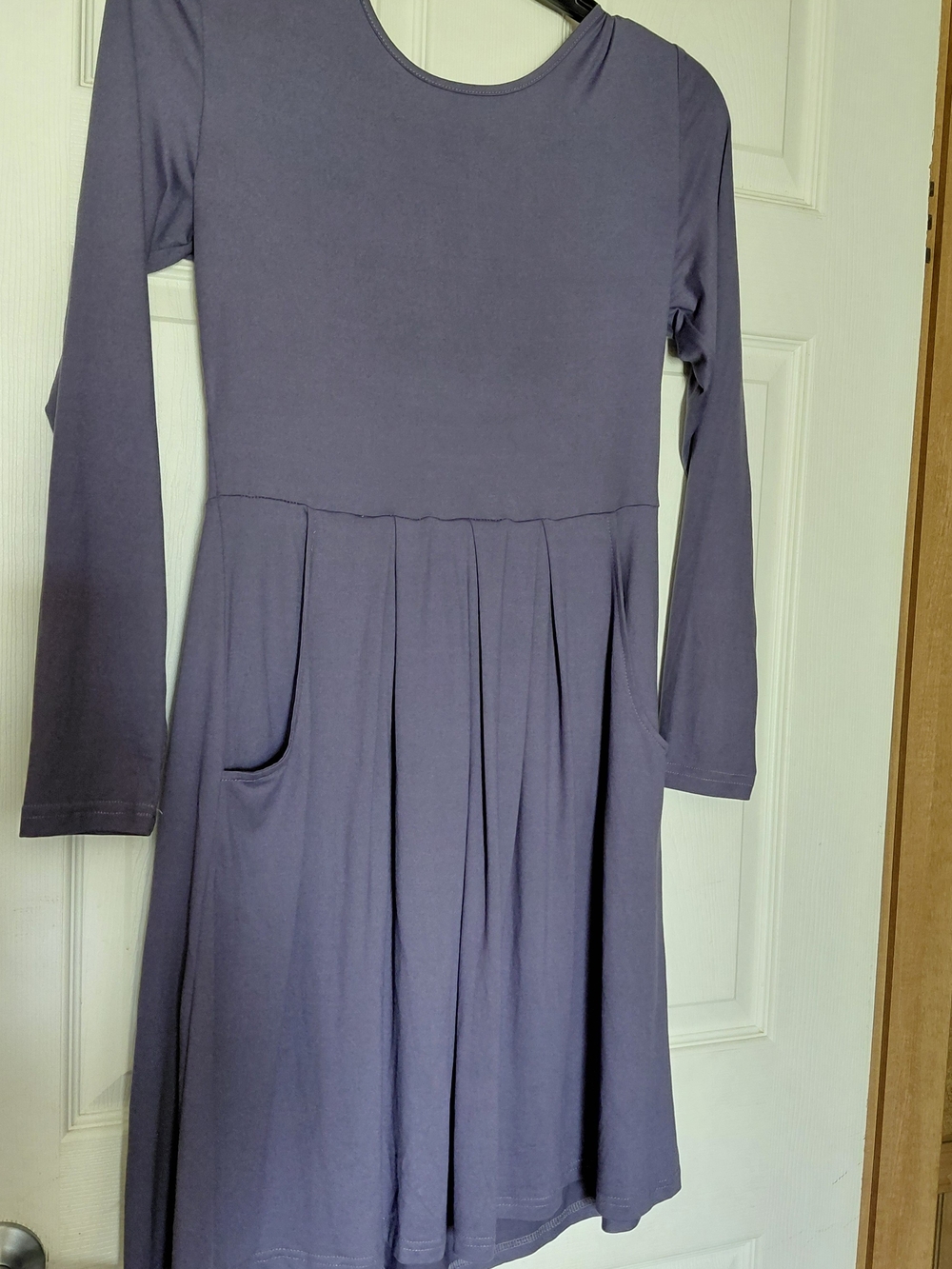 Classic Long-Sleeve Midi Dress in Lavender Purple